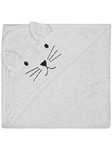 Kindsgut Kapuzenhandtuch "Katze" in Grau - (L)76 x (B)76 cm