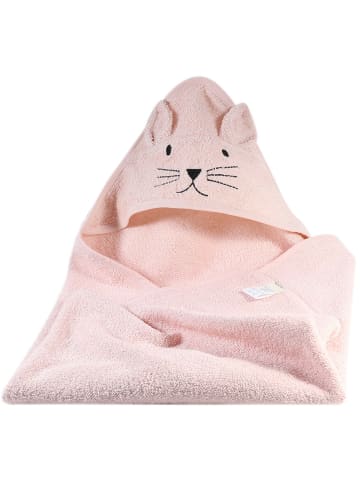 Kindsgut Kapuzenhandtuch "Katze" in Rosa - (L)76 x (B)76 cm