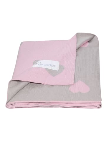 Kindsgut Kinderdecke "Herzen" in Grau/ Rosa - (L)100 x (B)80 cm