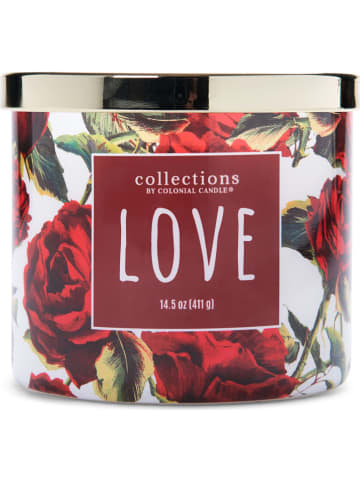 Colonial Candle Duftkerze "Love" in Weiß/ Rot/ Grün - 411 g
