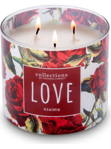 Colonial Candle Geurkaars "Love" wit/rood/groen - 411 g