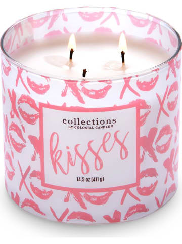 Colonial Candle Geurkaars "Kisses" lichtroze/wit - 411 g