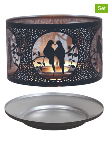 Woodbridge 2-częściowy zestaw "Doves" w kolorze srebrno-czarnym - Ø 15 cm
