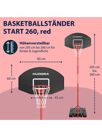 Hudora Kosz "Start 260" w kolorze czerwono-czarnym do koszykówki