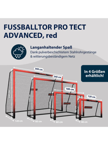 Hudora Fußballtor "Pro Tect 180 Advanced" in Schwarz/ Rot - ab 6 Jahren