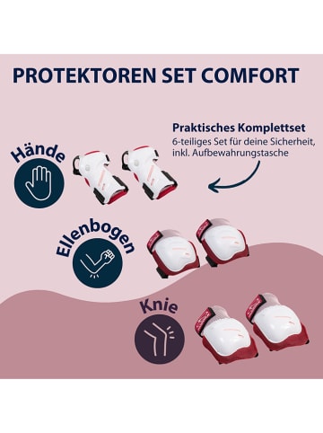 Hudora 6tlg. Protektoren-Set "Comfort" in Pink/ Weiß