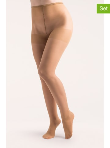 Gabriella 2er-Set: Strumpfhosen "Plus Size Xenia" in Beige - 15 DEN