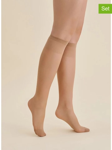 Gabriella 6er-Set: Kniestrümpfe "Classic" in Beige - 15 DEN