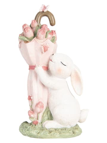 Clayre & Eef Figurka dekoracyjna w kolorze biało-jasnoróżowo-zielonym - 9 x 15 x 7 cm