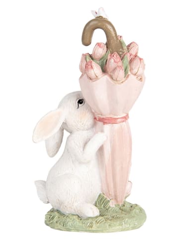 Clayre & Eef Figurka dekoracyjna w kolorze biało-jasnoróżowo-zielonym - 9 x 15 x 7 cm