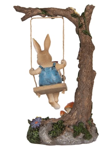 Clayre & Eef Dekofigur "Kaninchen auf Schaukel" in Braun - (B)20 x (H)32 x (T)12 cm