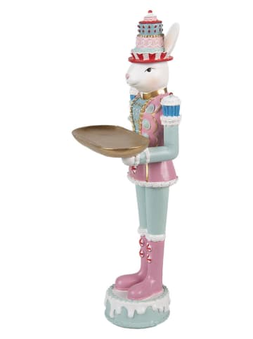 Clayre & Eef Decofiguur "Konijntje" lichtroze/turquoise - (B)9 x (H)25 x (D)8 cm