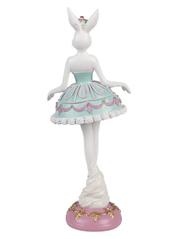 Clayre & Eef Decofiguur "Konijntje" wit/turquoise - (B)9 x (H)23 x (D)8 cm