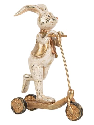 Clayre & Eef Dekofigur "Kaninchen" in Weiß/ Gold - (B)13 x (H)17 x (T)6 cm