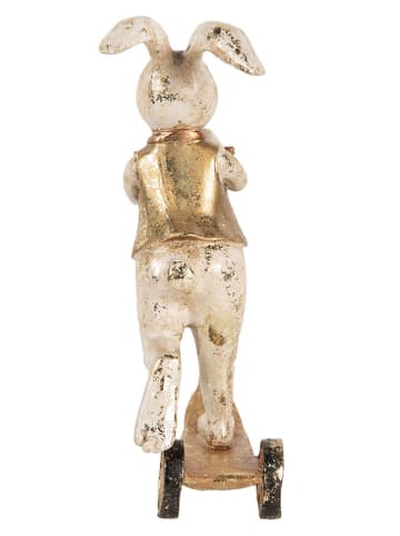 Clayre & Eef Dekofigur "Kaninchen" in Weiß/ Gold - (B)13 x (H)17 x (T)6 cm