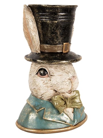 Clayre & Eef Dekoobjekt "Kaninchen" in Weiß/ Türkis - (B)19 x (H)29 x (T)15 cm