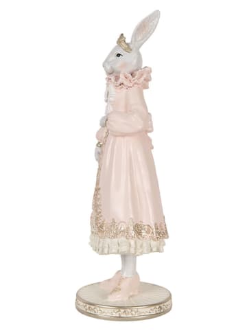 Clayre & Eef Decofiguur "Konijntje" lichtroze/wit - (B)11 x (H)31 x (D)11 cm