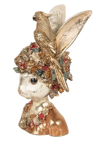 Clayre & Eef Deco-object "Bust konijntje" wit/goudkleurig - (B)22 x (H)34 x (D)22 cm