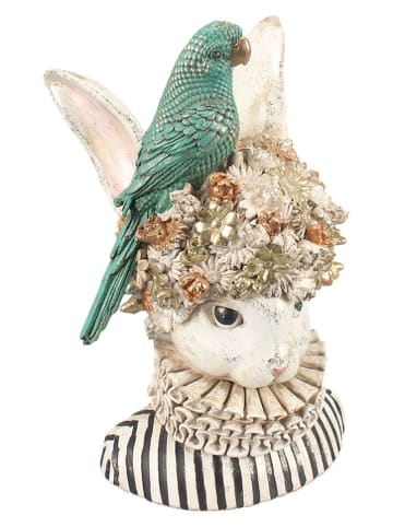 Clayre & Eef Dekoobjekt "Büste Kaninchen" in Weiß/ Türkis - (B)23 x (H)35 x (T)21 cm