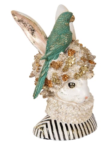 Clayre & Eef Deco-object "Bust konijntje" wit/turquoise - (B)23 x (H)35 x (D)21 cm