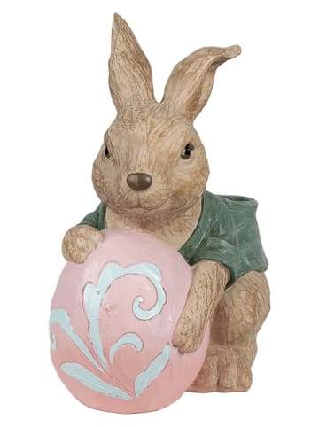 Clayre & Eef Blumentopf "Kaninchen" in Hellbraun/Grün/ Rosa - (B)27 x (H)30 x (T)16 cm