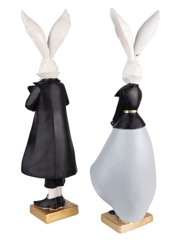 Clayre & Eef Figurki dekoracyjne (2 szt.) w kolorze czarno-szarym - 14 x 47 x 12 cm