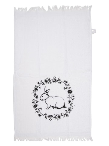 Clayre & Eef 2-delige set: gastendoeken wit/zwart - (L)66 x (B)40 cm