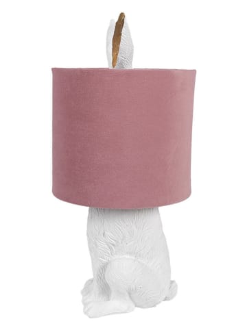 Clayre & Eef Tafellamp wit/lichtroze - (H)43 cm x Ø 20 cm