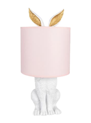 Clayre & Eef Lampa stołowa w kolorze biało-jasnoróżowym - 43 x Ø 20 cm