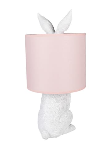 Clayre & Eef Lampa stołowa w kolorze biało-jasnoróżowym - 43 x Ø 20 cm