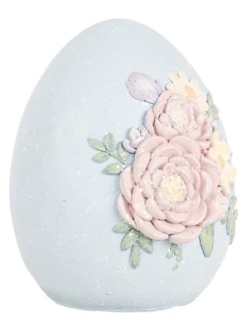 Clayre & Eef Dekoracja "Egg" w kolorze błękitno-jasnoróżowym - 10 x 13 x 11 cm