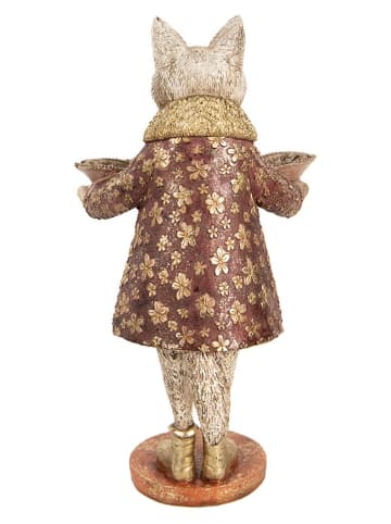 Clayre & Eef Decofiguur "Kat" rood/goudkleurig - (B)16 x (H)27 x (D)14 cm