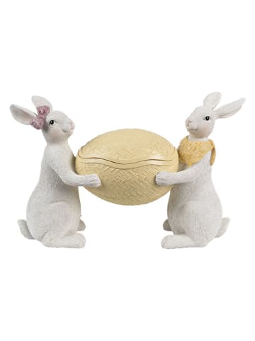 Clayre & Eef Miska dekoracyjna w kolorze biało-żółtym - 29 x 18 x 10 cm