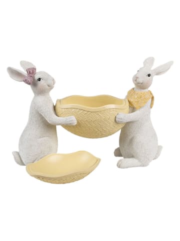 Clayre & Eef Miska dekoracyjna w kolorze biało-żółtym - 29 x 18 x 10 cm