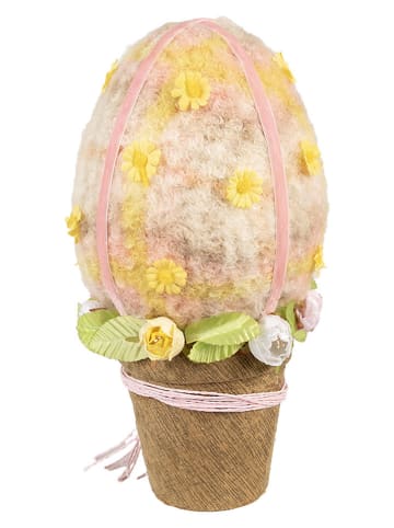 Clayre & Eef Dekoracja "Egg" w kolorze żółto-jasnoróżowym - wys. 33 x Ø 17 cm