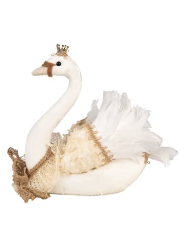 Clayre & Eef Dekoracja "Swan" w kolorze biało-beżowym - 28 x 28 x 14 cm