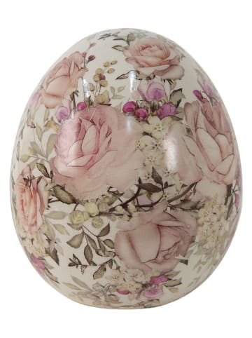 Clayre & Eef Dekoobjekt "Ei" in Creme/ Rosa - (H)16 x Ø 14 cm