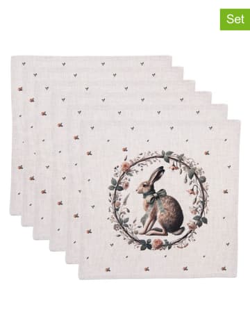 Clayre & Eef Serwetki (6 szt.) w kolorze kremowo-zielonym - 40 x 40 cm