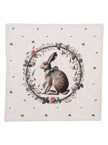 Clayre & Eef 5-delige set: servetten crème/groen - (L)40 x (B)40 cm