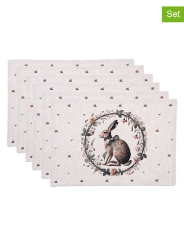 Clayre & Eef Podkładki stołowe (6 szt.) w kolorze kremowo-jasnobrązowym - 48 x 33 cm