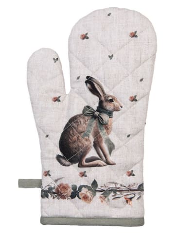 Clayre & Eef Ofenhandschuh in Creme/ Braun - (L)30 x (B)18 cm