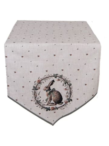 Clayre & Eef Tafelloper beige/zwart - (L)160 x (B)50 cm