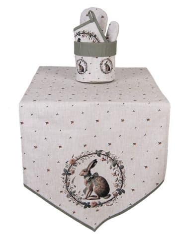 Clayre & Eef Bieżnik w kolorze beżowo-czarnym - 160 x 50 cm