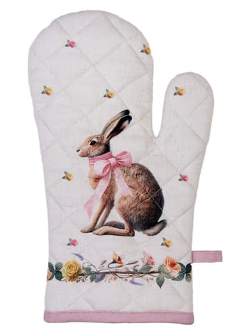 Clayre & Eef Ofenhandschuh in Creme/ Rosa - (L)30 x (B)18 cm