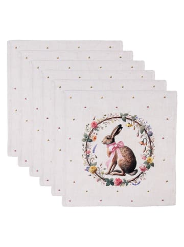 Clayre & Eef Serwetki (6 szt.) w kolorze kremowym ze wzorem - 40 x 40 cm