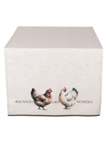 Clayre & Eef Tafelloper crème/zwart - (L)140 x (B)50 cm