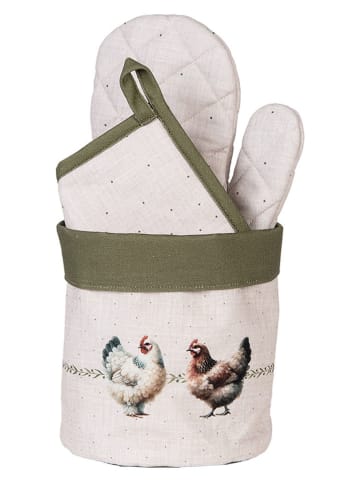 Clayre & Eef Broodmand crème/kaki - (H)16 x Ø 15 cm