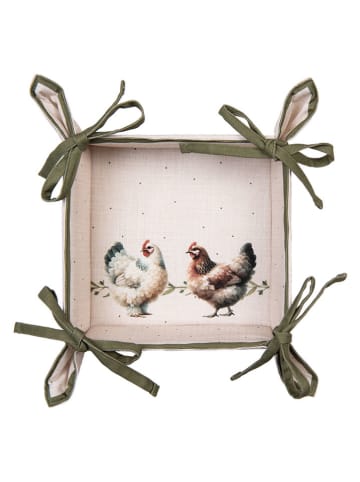 Clayre & Eef Brotkörbchen in Creme/ Khaki - (B)35 x (H)8 x (T)35 cm