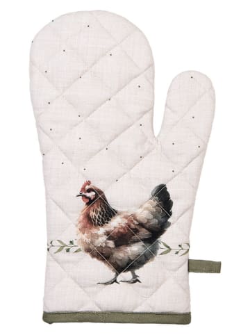 Clayre & Eef Rękawica kuchenna w kolorze kremowo-oliwkowym - 30 x 18 cm