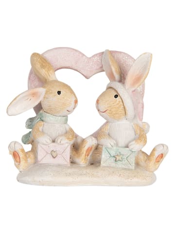 Clayre & Eef Dekoobjekt "Kaninchen" in Beige/ Rosa - (B)11 x (H)9 x (T)6 cm
